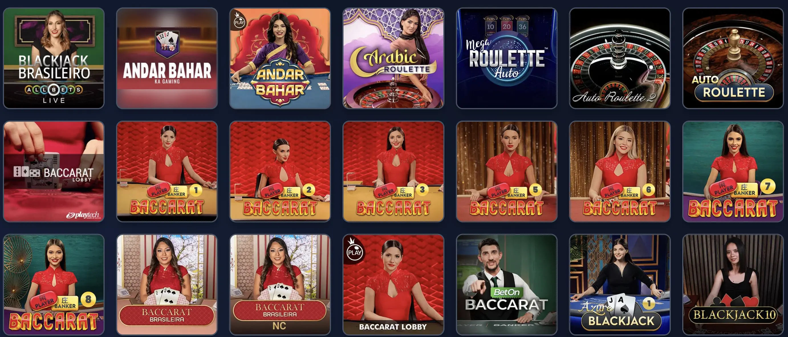 Juegos en vivo en Casino Winthere